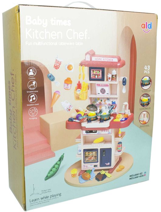 LT464 NOWA KUCHNIA DLA DZIECI woda w kranie św/dźw garnki owoce 43 akc
