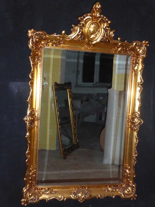 KRYSZTAŁOWE LUSTRO  w złotej drewnianej ramie  - CESARSKIEJ