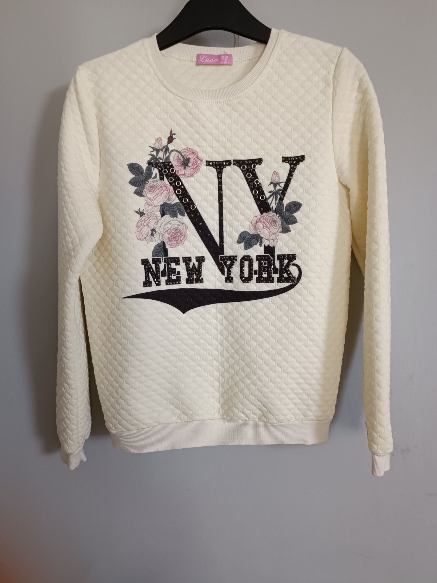 Bluza sweterek dla dziewczynki Elegancki Cudny  New York rozm. ok. 152