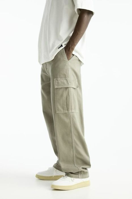 Джинси wide leg fit baggy широкі чоловічі pull&bear 2xl оливкові