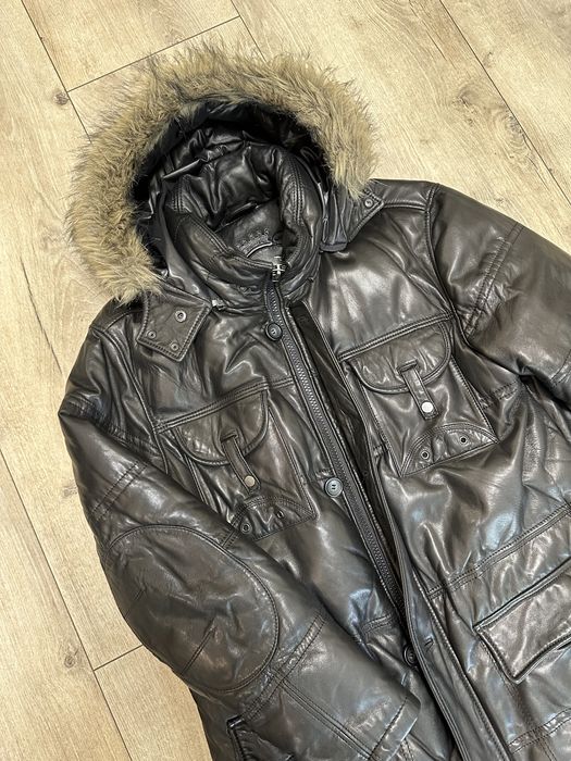 Кожаный пуховик
