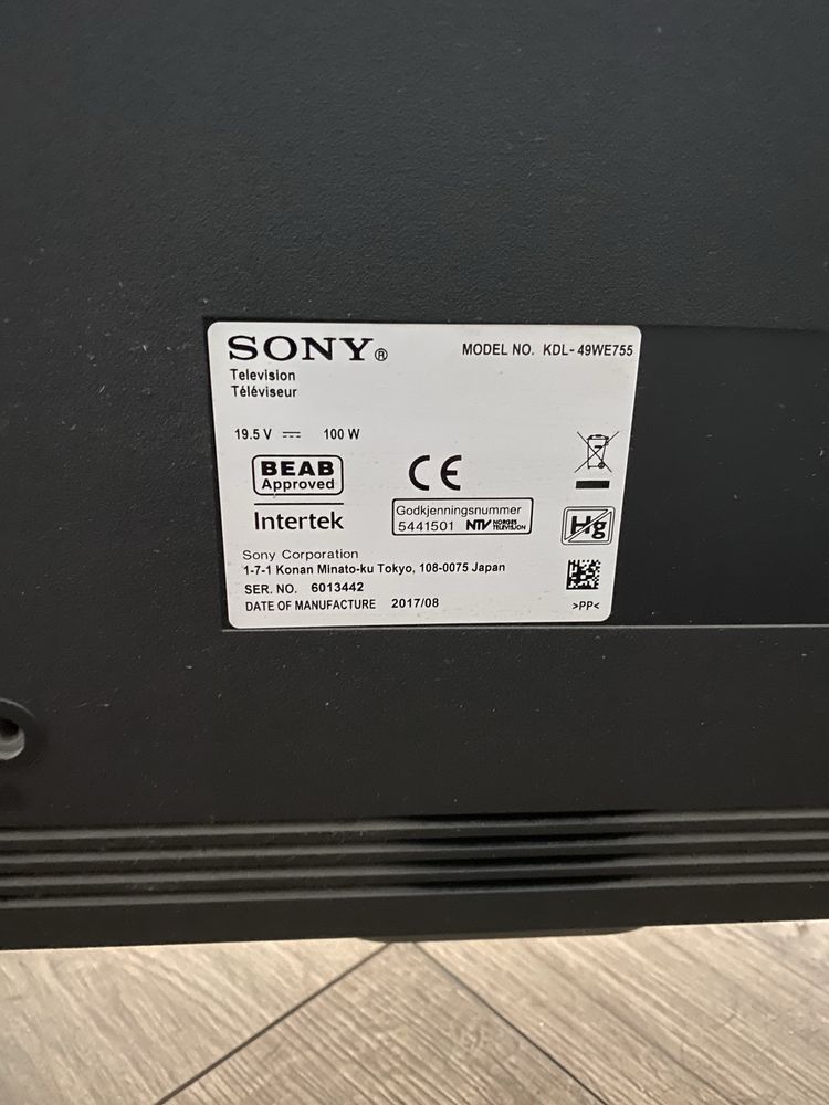 Sony bravia 49” kdl 49we755