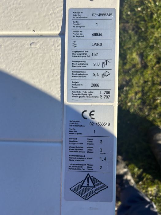 Brama segmentowa Biała Hormann Napęd Elektryczny 5000 x 2250 mm