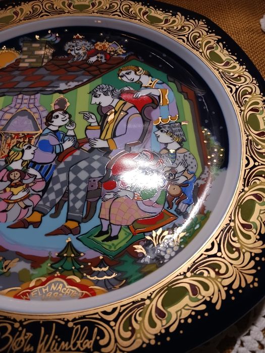 Patera Rosenthal Bjorn Winblad swiateczna kolekcjonerska talerz kobalt