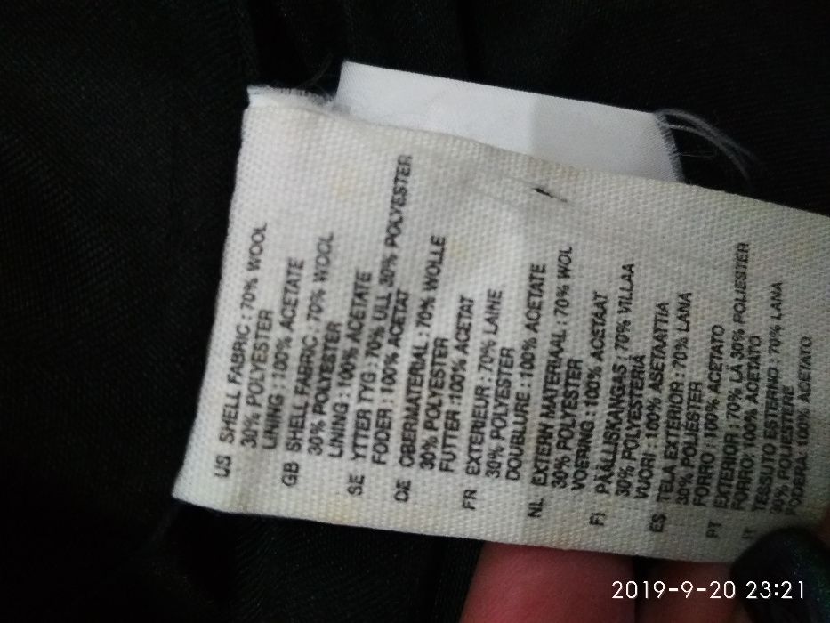 Шерстяное пальто бренд H&M р. 48 (М) отличное состояние