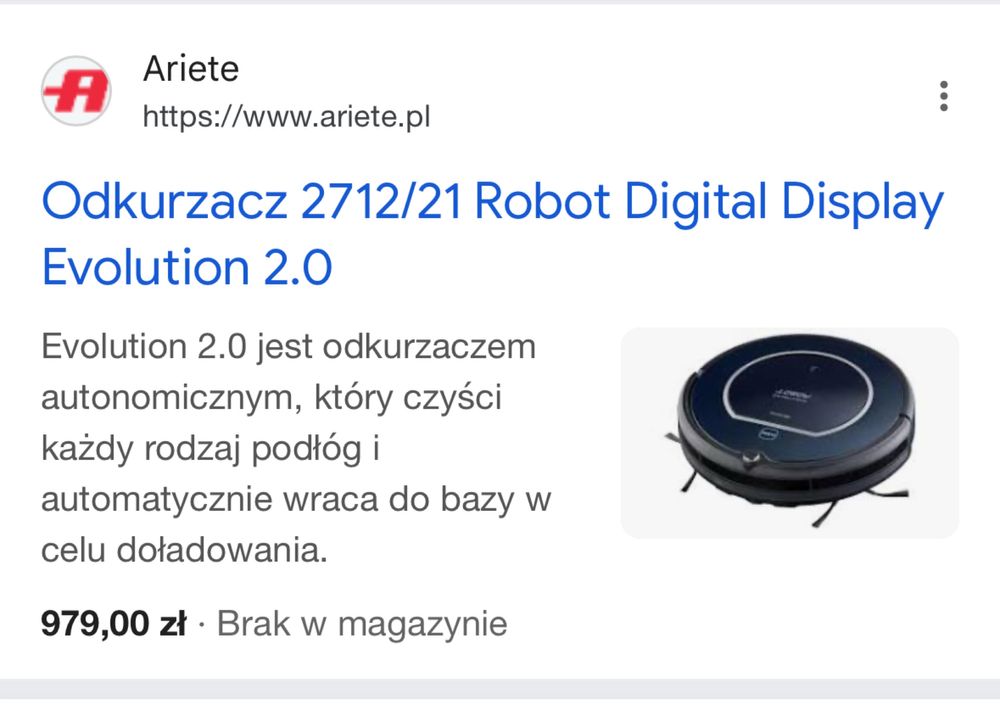 Ariete Evolution 2.0 Robot odkurzacz automatyczny