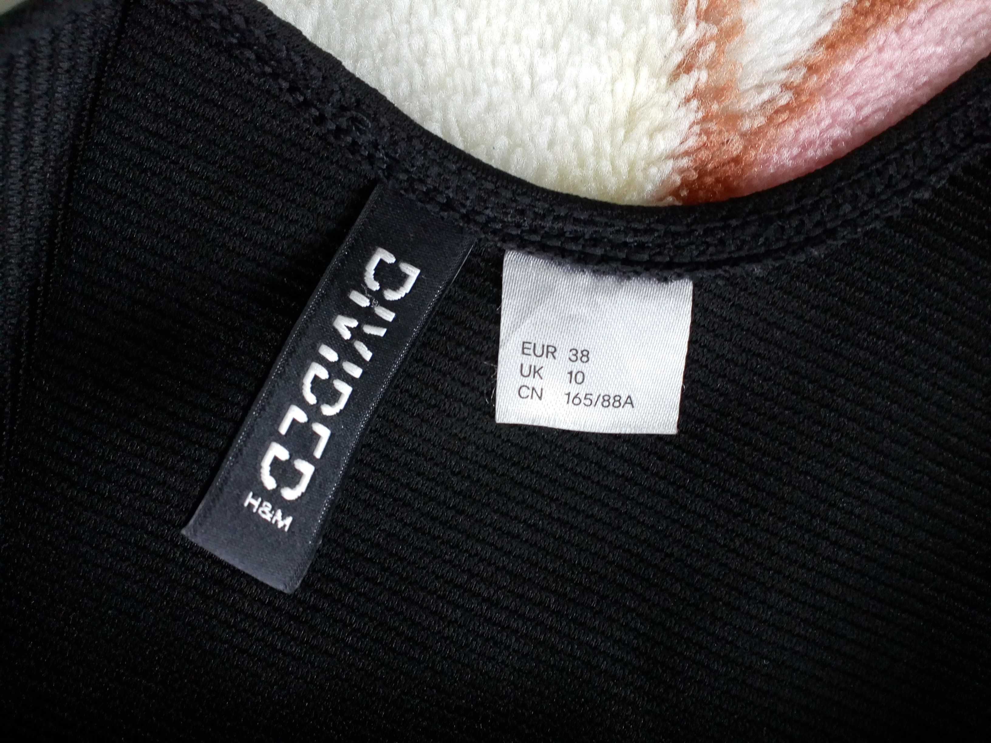 Czarna elegancka letnia sukienka prążkowana H&M 38 jak nowa