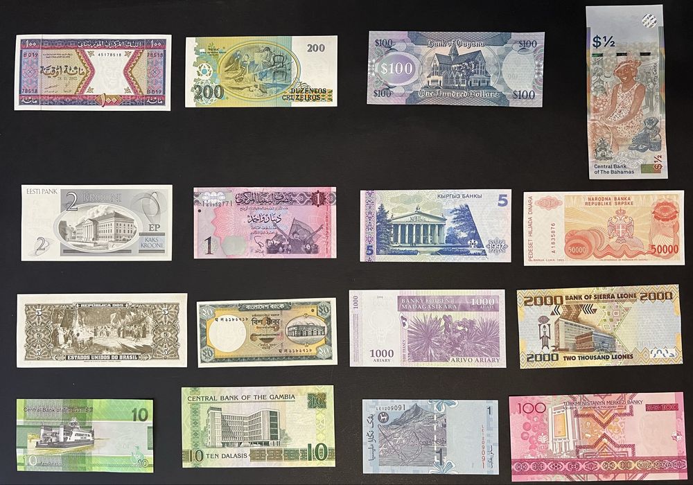 Банкноти купюри країн світу від 50 до 100 грн