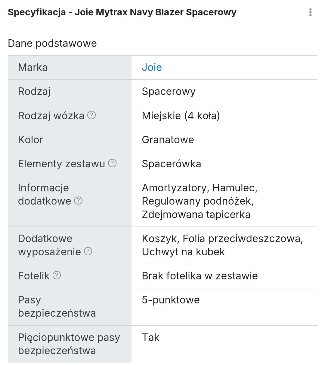 Wózek Spacerowy Joie Mytrax NAVY BLAZER