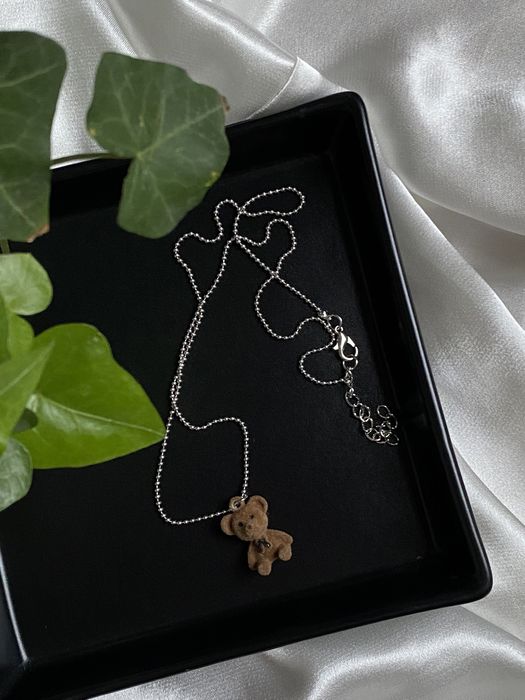 Srebrny naszyjnik z zawieszką pluszowy miś