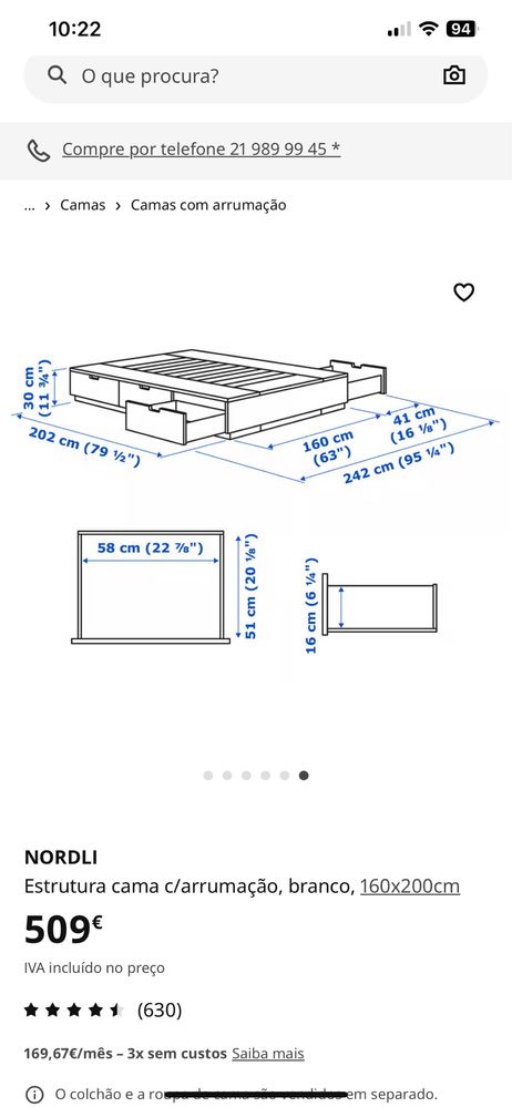 Cama ikea nordli 160x200
