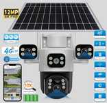 Kamera Solarna 4G na kartę SIM 12MP IP65 Obrotowa 3 obiektywy