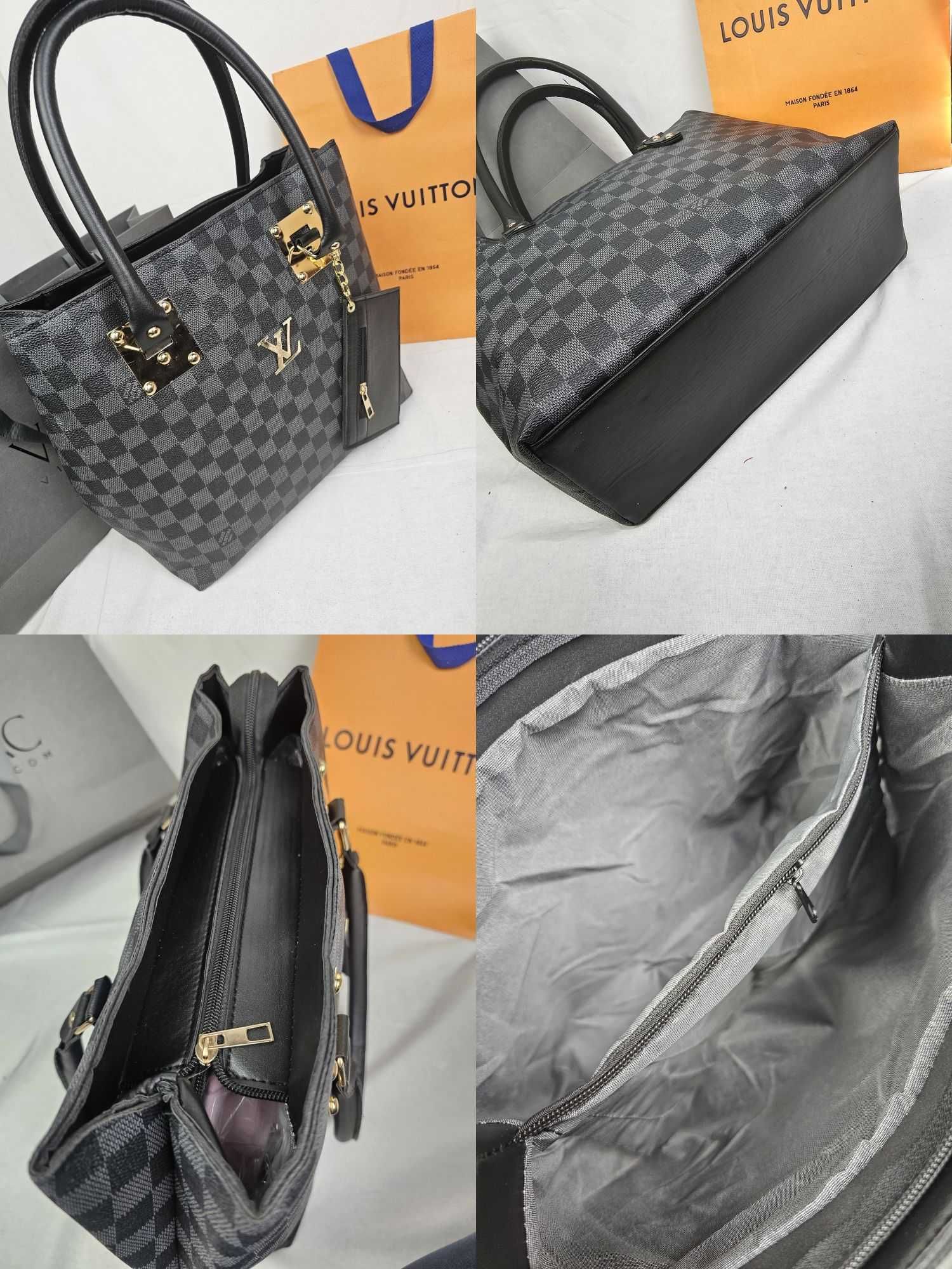 Torba z saszetka Louis Vuitton czarna kratka nowość hit