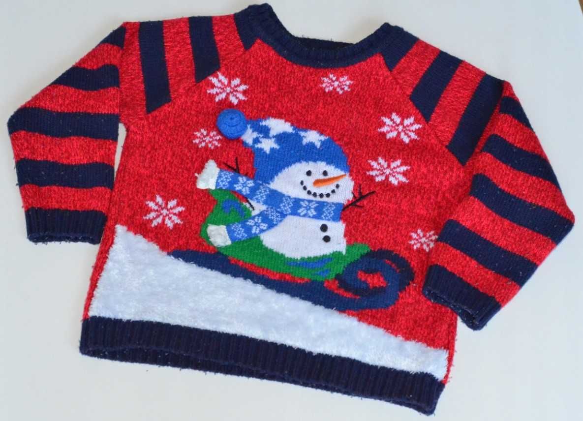 świąteczny sweter Bałwanek GEORGE 98-104cm 3-4 r.ż