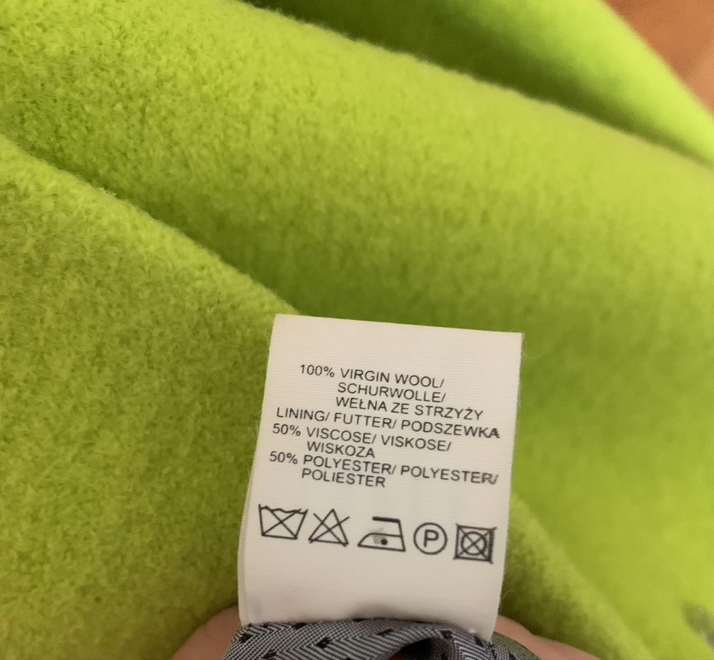 Wełniany płaszcz Simple Lime Green