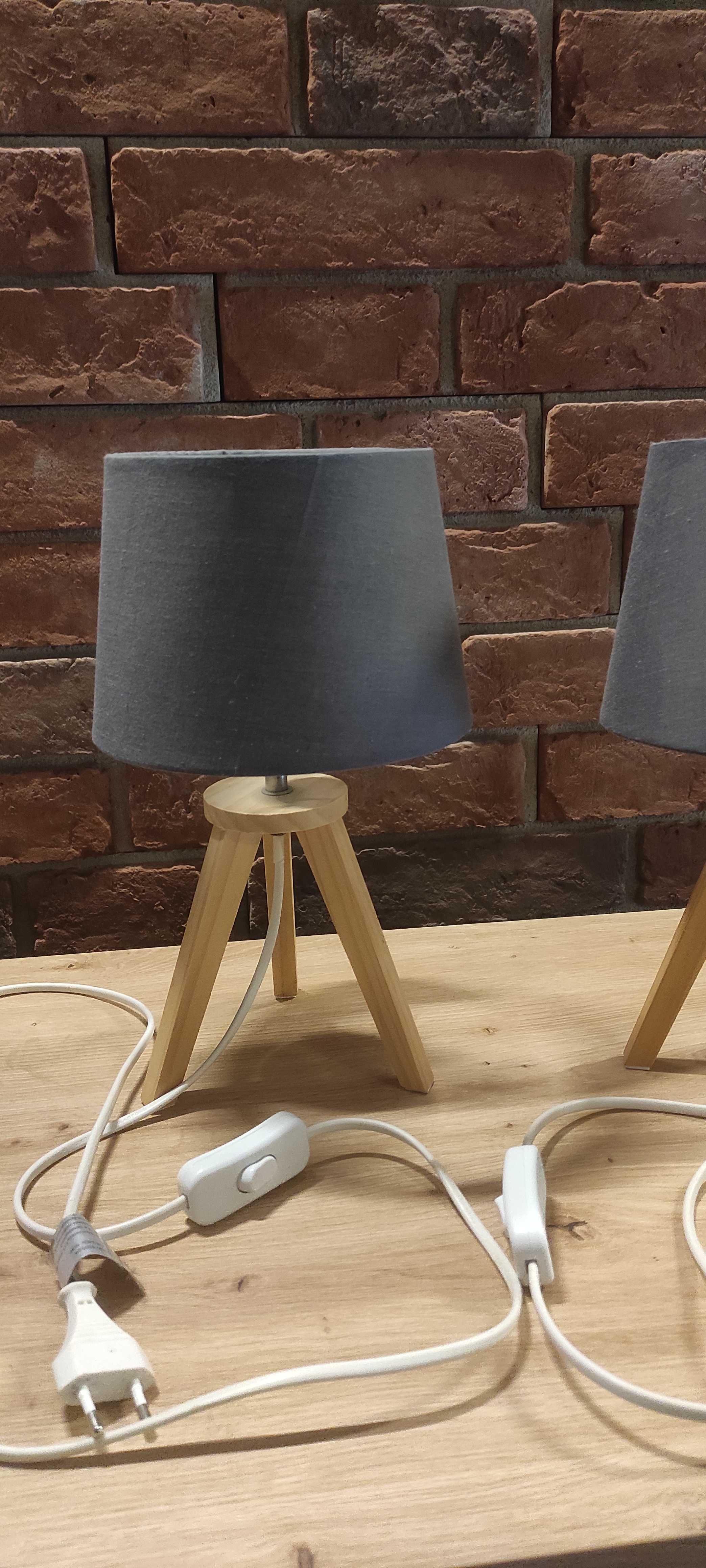 Lampki nocne kolor szary, drewno