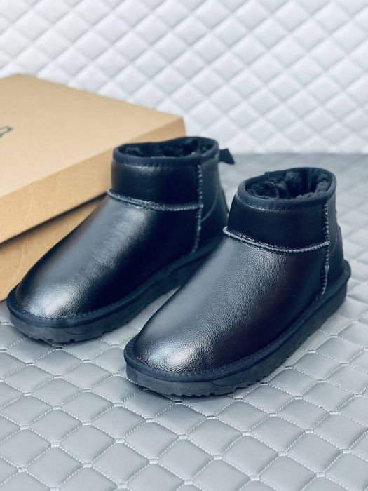Мужские кожаные ульира мини угг Ugg ultra mini leather black
