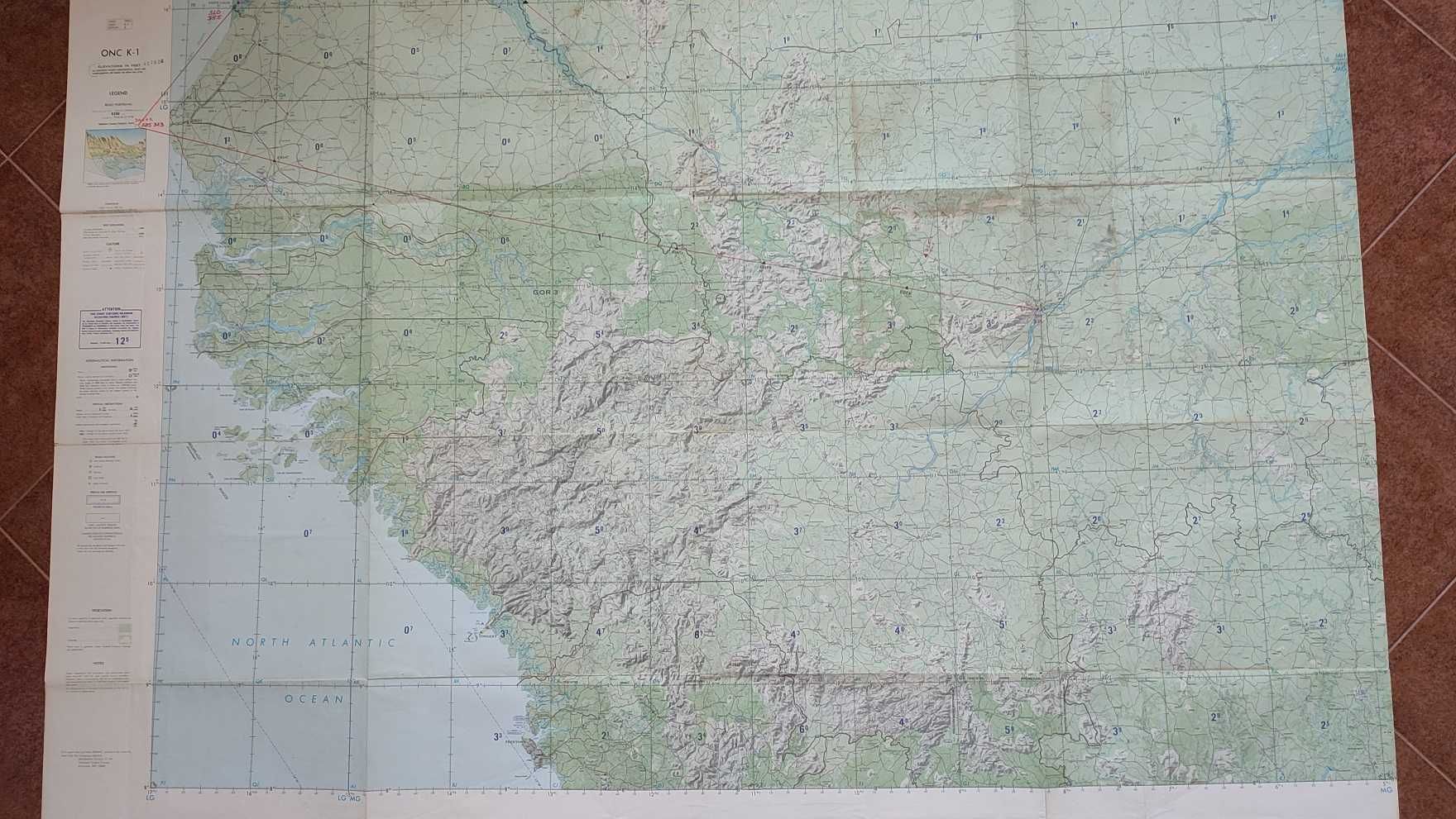 Stara mapa nawigacyjna lotnicza ONC K-1