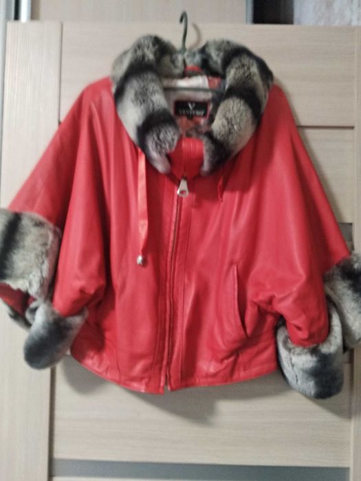 Эксклюзив  кожаная куртка мех шиншилла