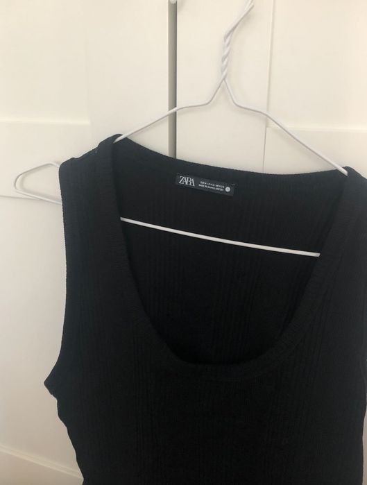 Zara czarny bawełniany top bez rękawów T-shirt koszulka bluzka r. M 38