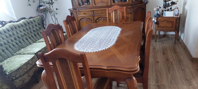 KOMPLET Drewniany stół rozkładany + krzesła