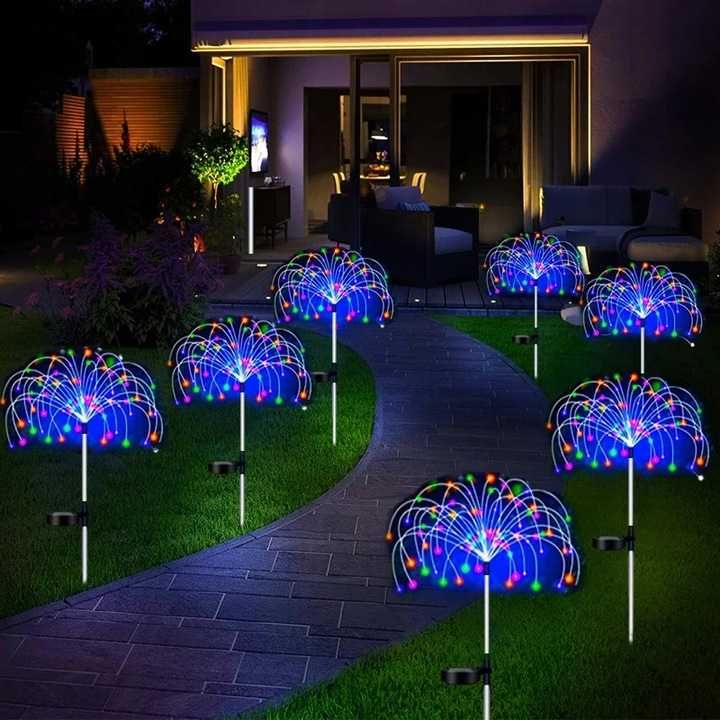 Lampa Solarna Ogrodowa LED DMUCHAWIEC Wbijana Kulki Drzewko 2 Sztuki