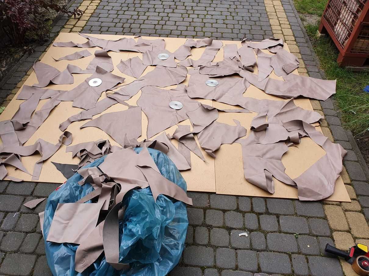 Ścinki skór licowych, kawałki skór naturalnych BEŻOWA gr. 1,2mm, 23kg