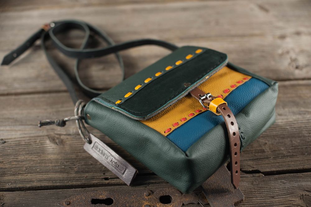 torebka patchwork zieleń z błekitem