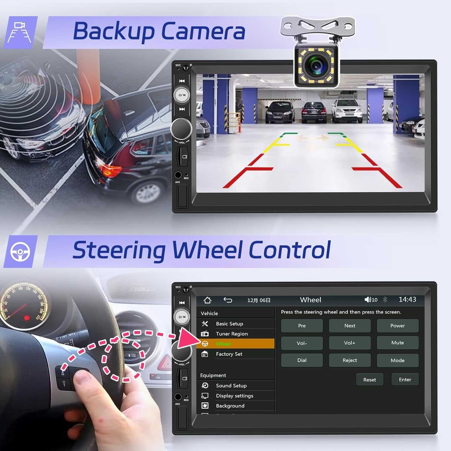 7-calowe radio samochodowe 2DIN  bezprzewodowy Apple CarPlay i Android