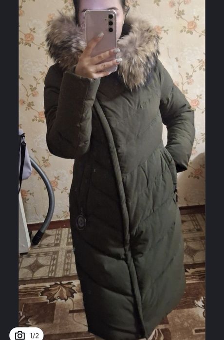 Пуховик, 44 размер. Натуральный мех