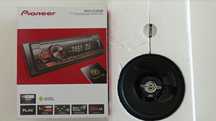 Rádio Pioneer e 2 colunas JVC.