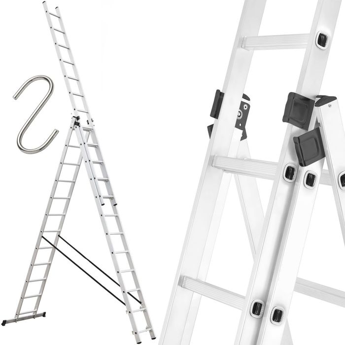 PROMOCJA! Drabina Aluminiowa Wielofunkcyjna 3x12 (na schody) - 150 kg!