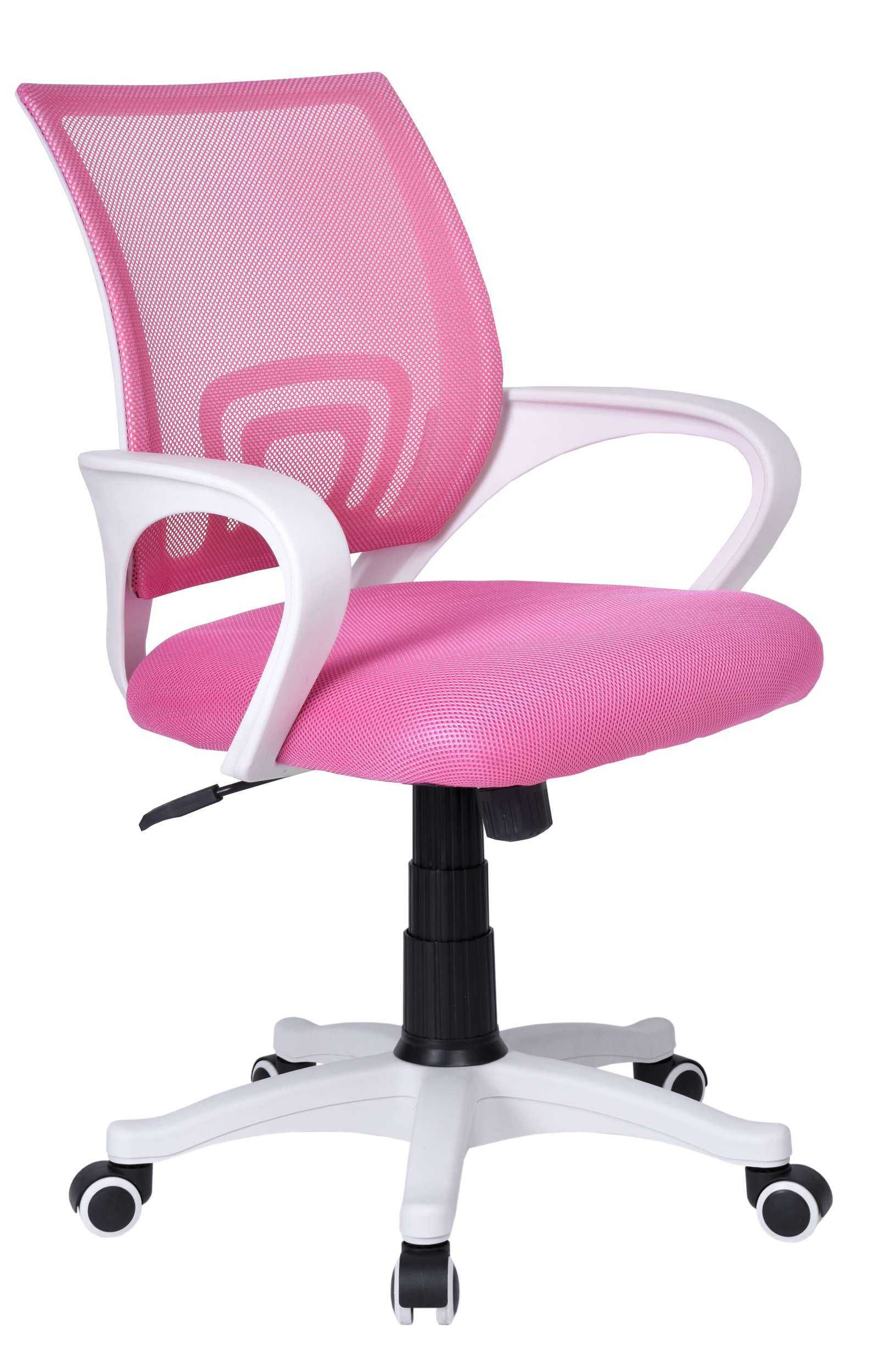 Krzesło biurowe obrotowe Bianco białoróżowe do biurka dla dziecka