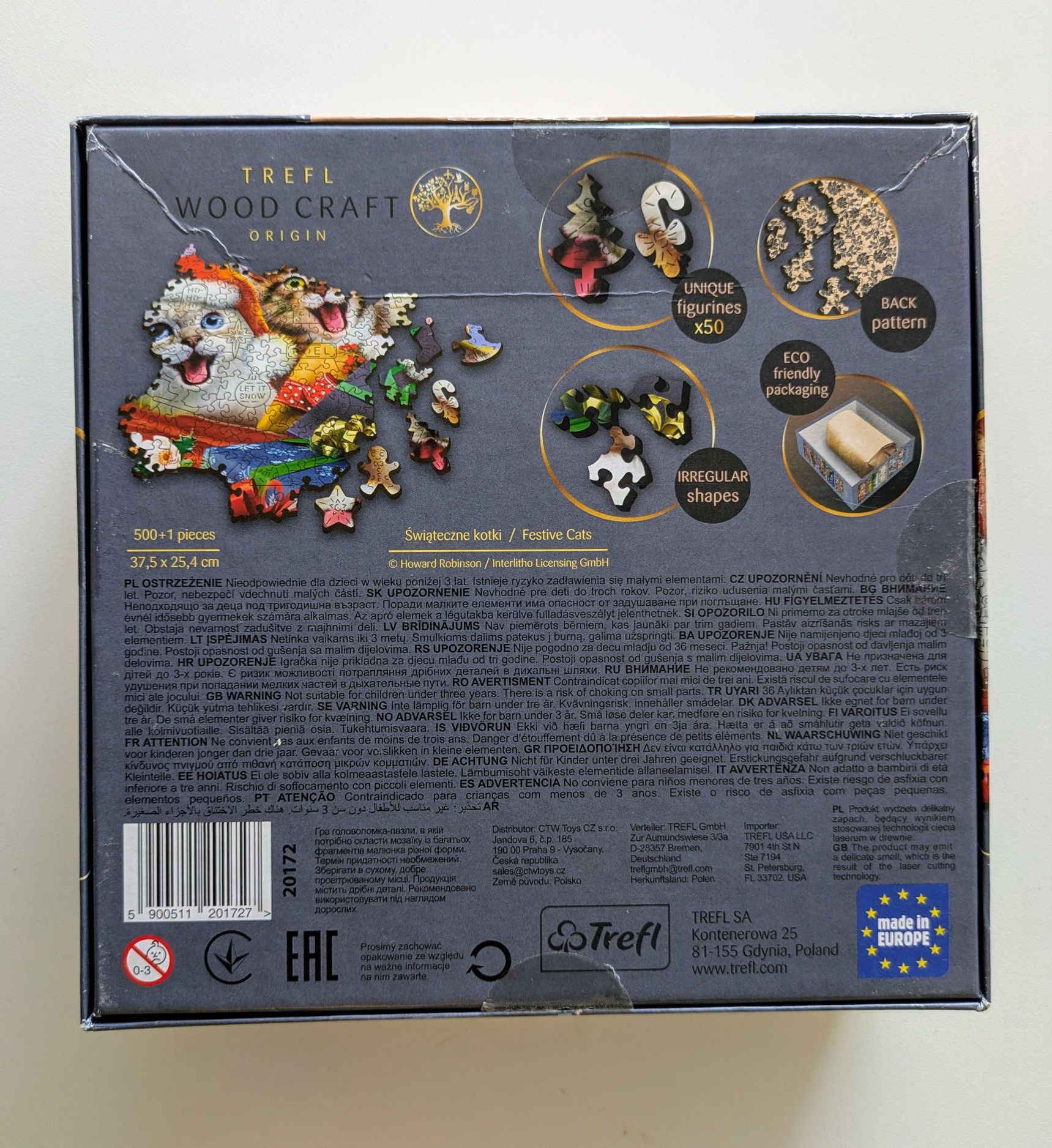 Puzzle drewniane Trefl - Świąteczne Kotki. Trefl Woodcraft Origin