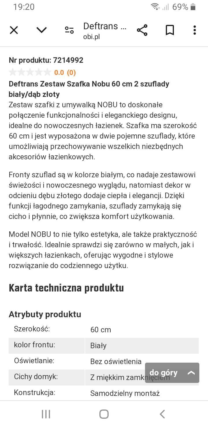 Szafka łazienkowa z umywalką 60 NOWA