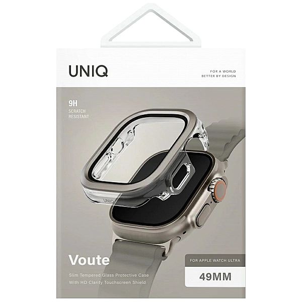 Etui ze szkłem hartowanym UNIQ Voute na Apple Watch Ultra 49 mm - sreb