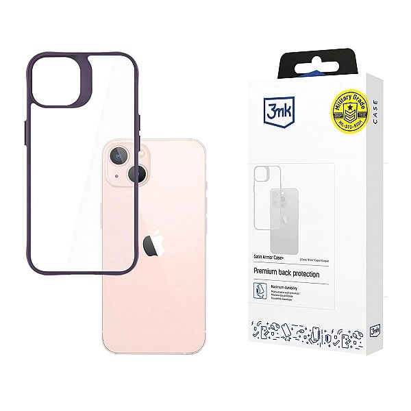 Etui 3mk Satin Armor Case+ Purple na Apple iPhone 14 - przezroczyste