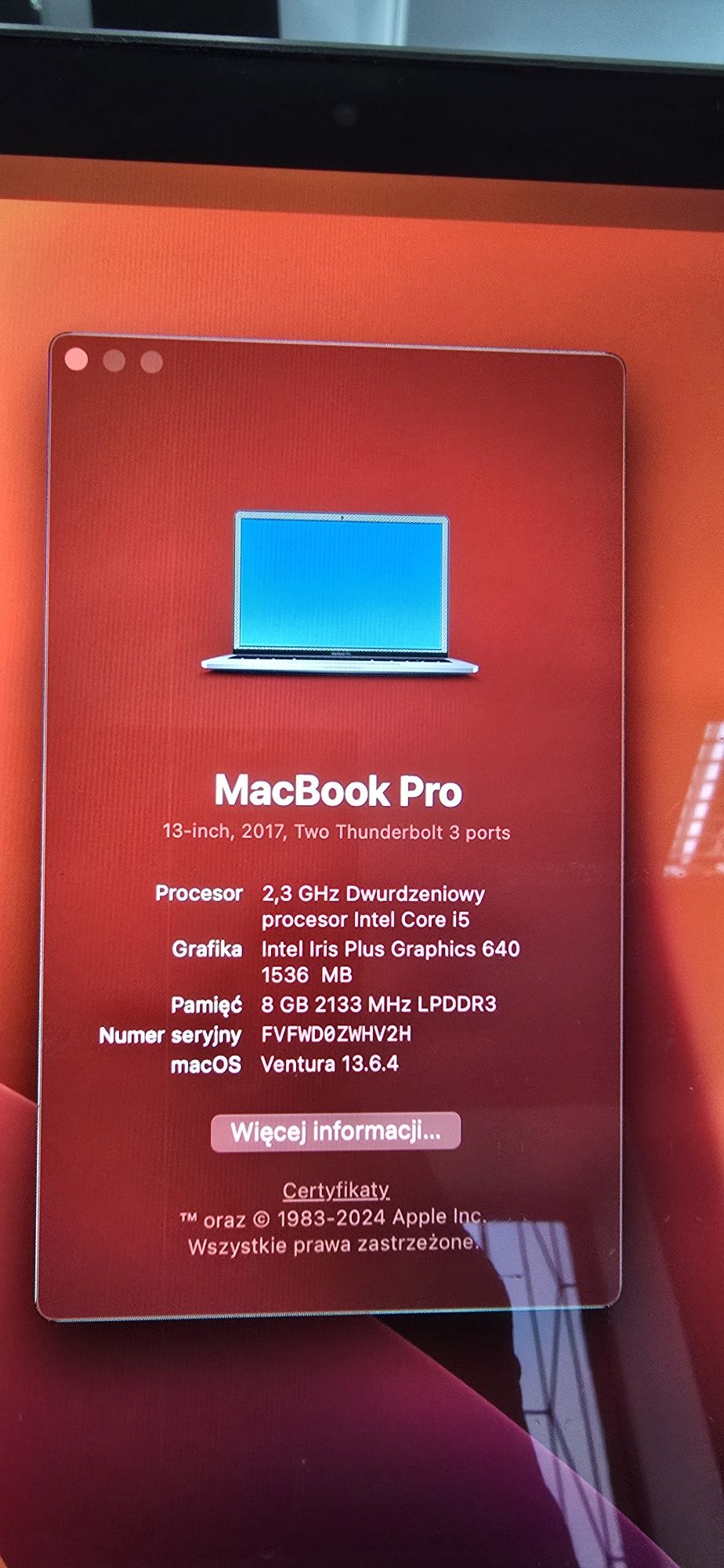 2017 Apple Macbook pro A1708