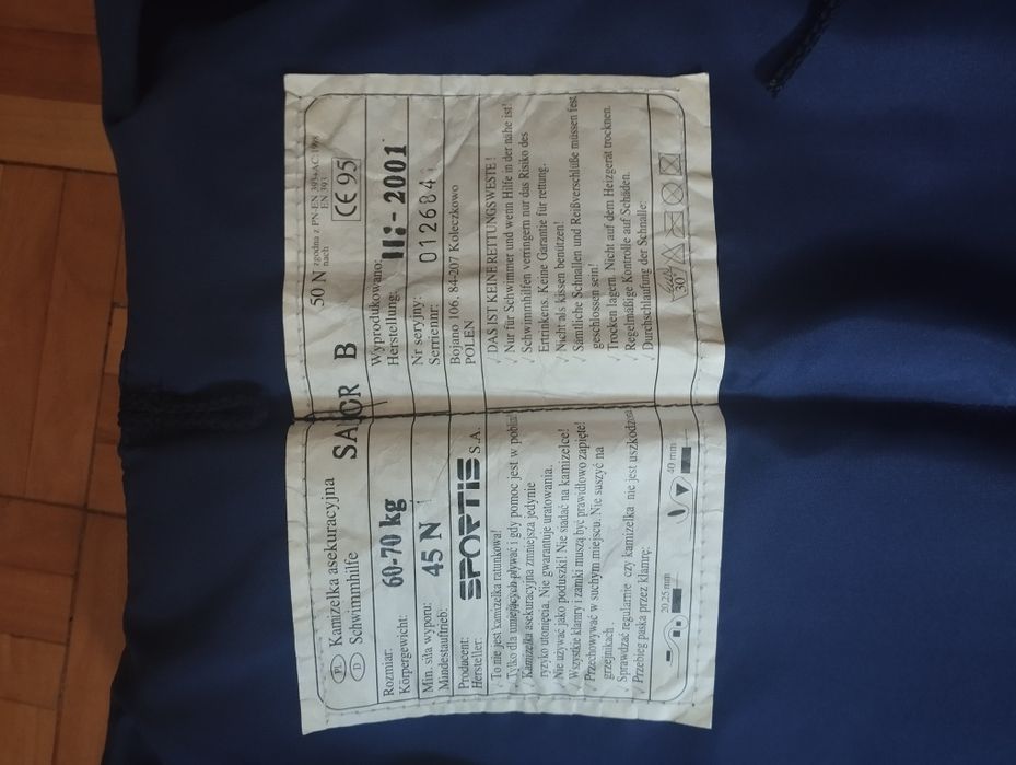 Kapok kapoki kamizelka asekuracyjna wypornościowa