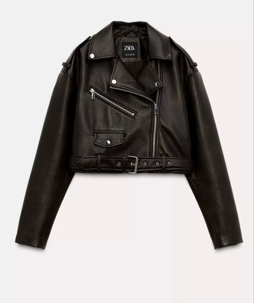 Укороченная косуха Zara в шоколадном цвете