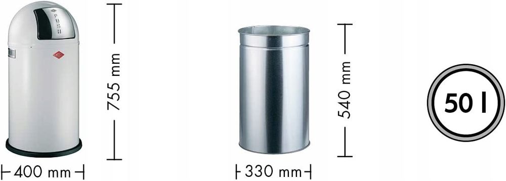 5123 Kosz na śmieci 50L Wesco Pushboy szary