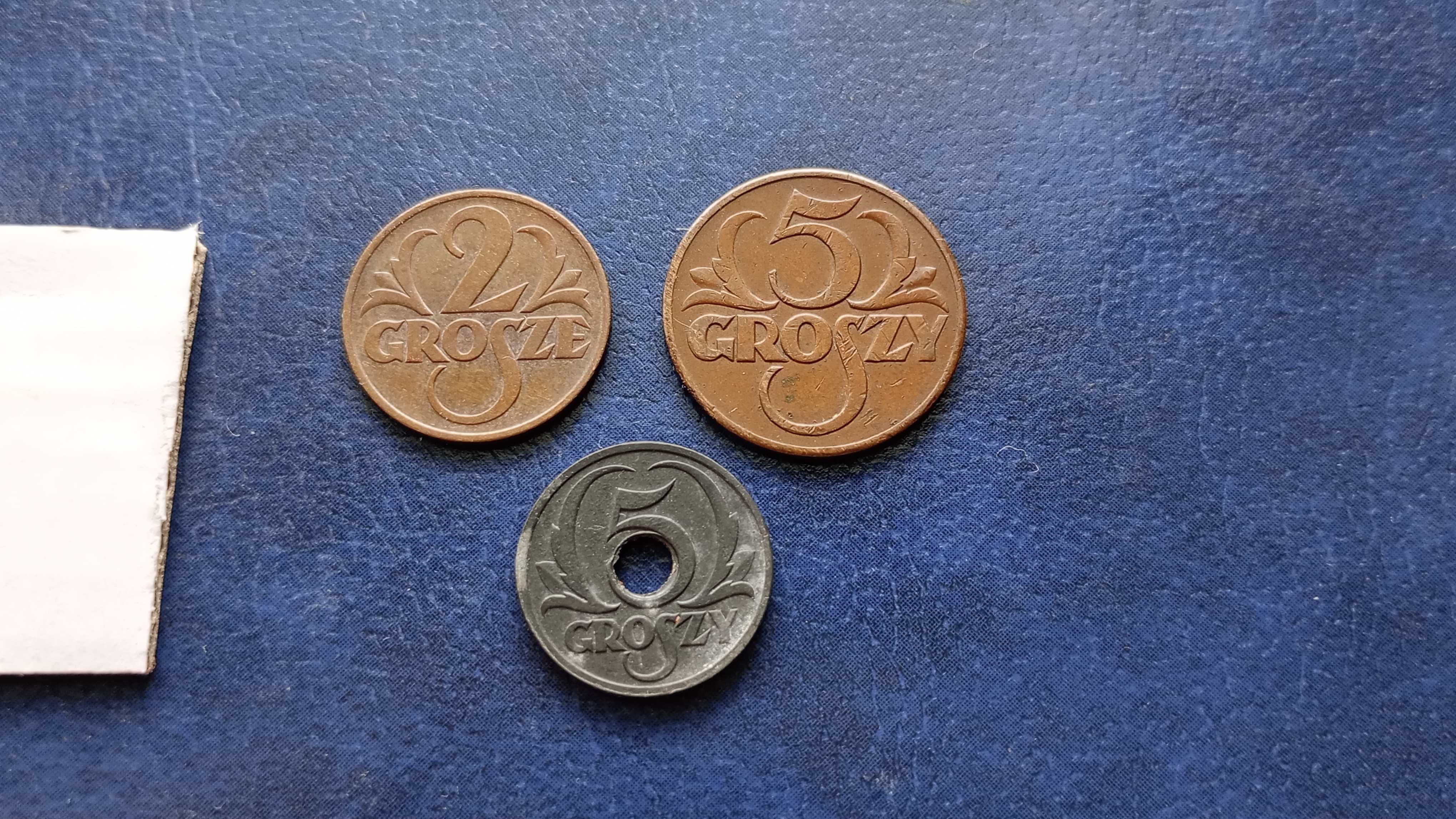 Stare monety 2 gr i 5 groszy 1939 Brąz i Cynk zestaw 2RP