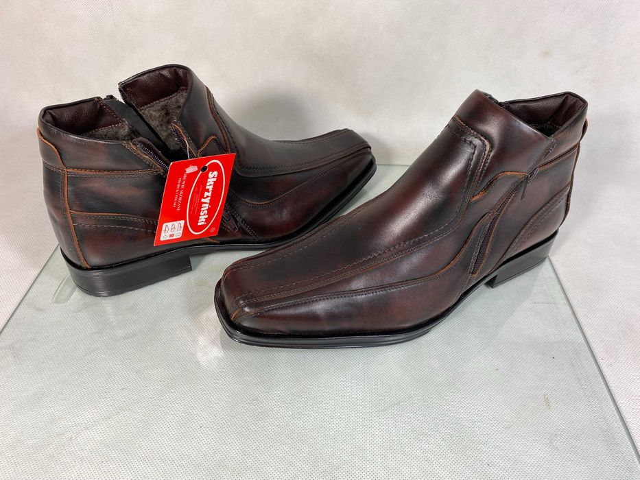 Półbuty Sztyblety Trzewiki Botki Męskie Wizytowe Skórzane Zimowe