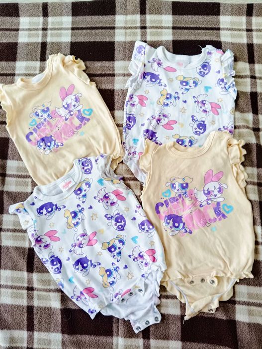 Body 4pak krótki rękaw dla dziewczynki bliźniaczki rozmiar 68