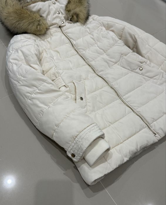 Зимова курточка Zara XS жіноча куртка пуховик на холофайбері молочний