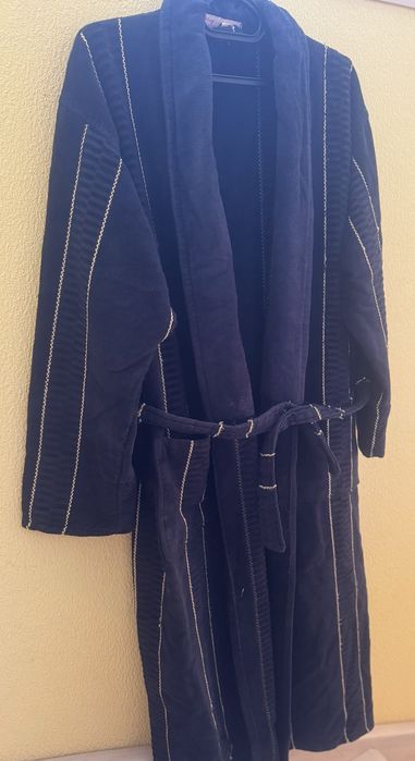 Чоловічій махровий халат 54 розміру темно синього кольору