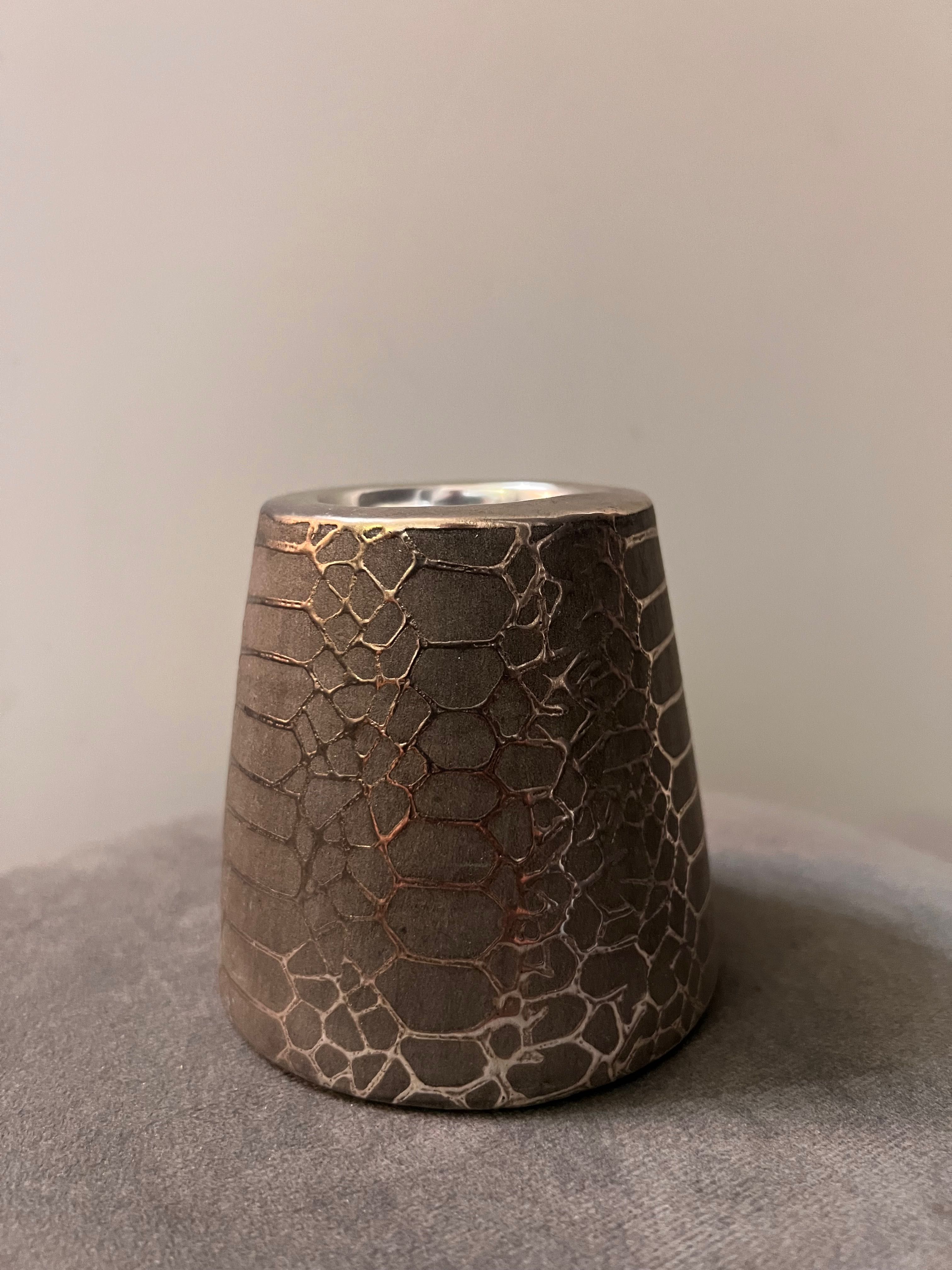 Świecznik srebrny na tealight ceramiczny
