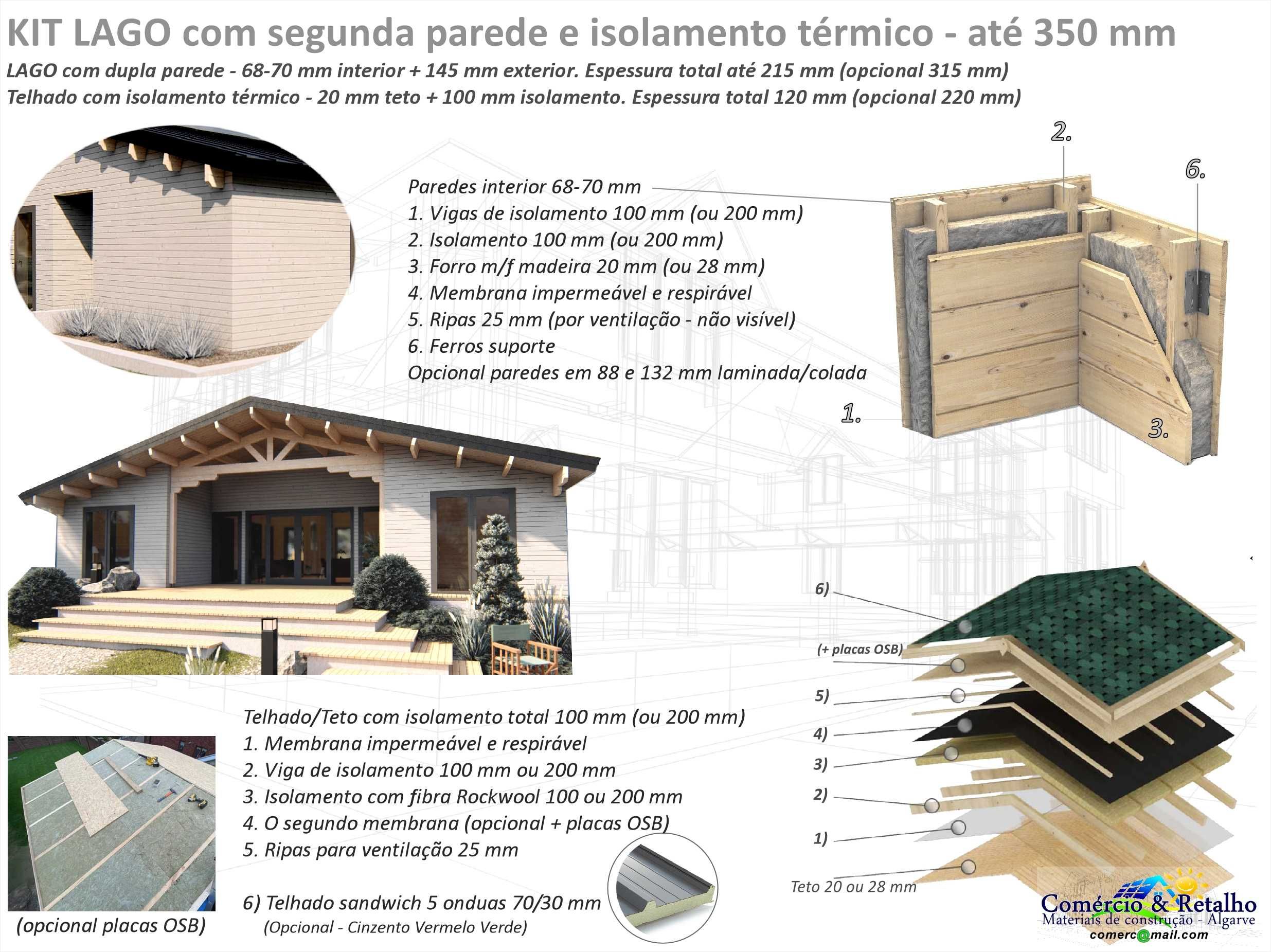 Casa Madeira KIT LAGO Takoma 12.4x9m Cobertura 115m² Terraço 21m² - T4