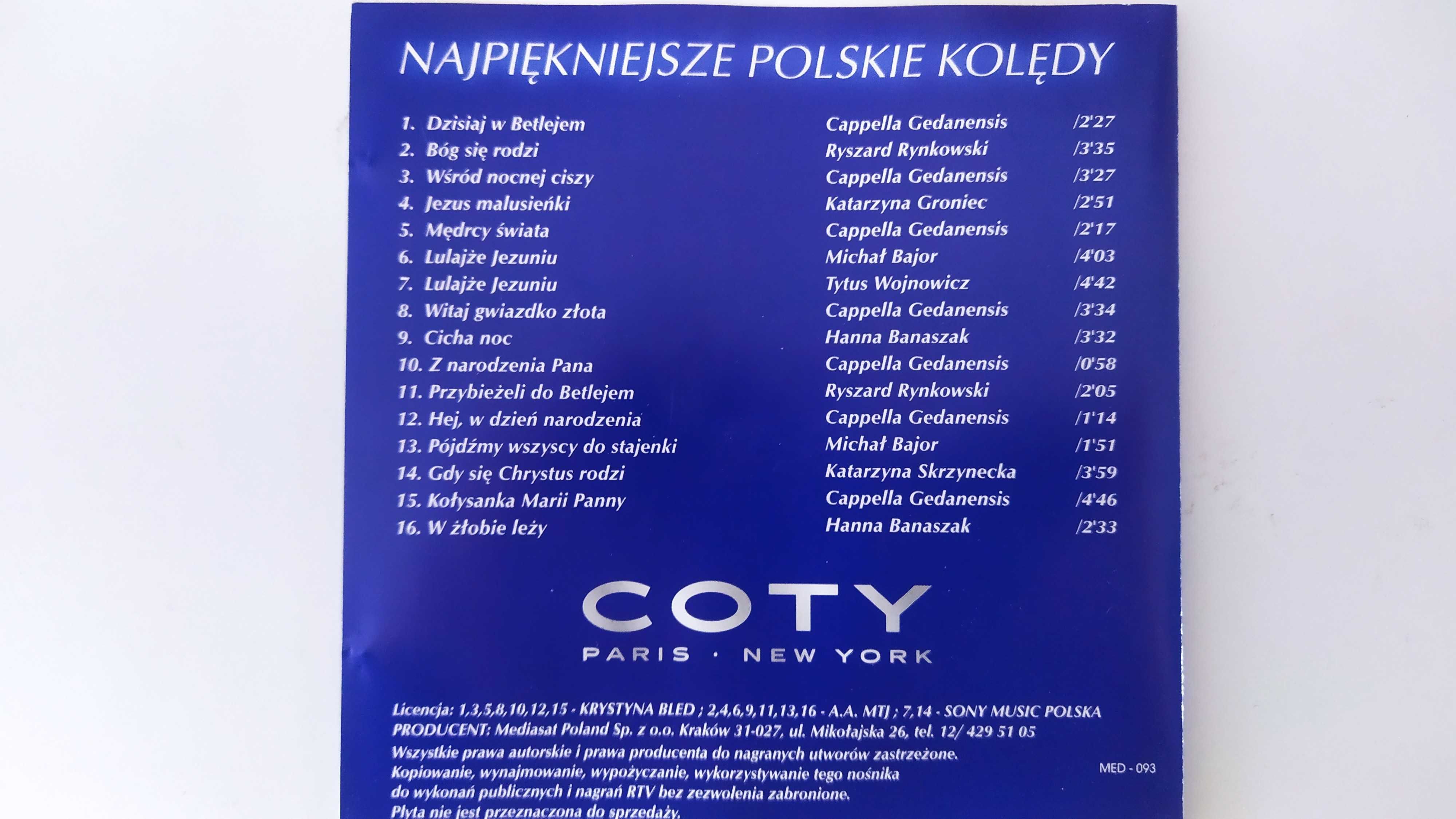 Najpiękniejsze Polskie Kolędy Rynkowski Bajor Banaszak Coty płyta CD