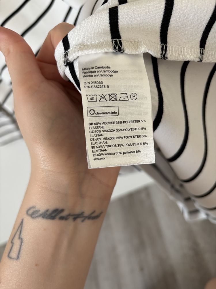 Sukienka H&M M midi długi rękaw basic w paski retro minimalizm scandi